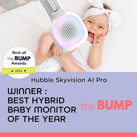 Hubble Connected SkyVision AI-Enhanced HD Smart Baby Monitor, 1 Camera, Mounts, Smart Rollover & Cry Detection, AI Sleep Report, 2-Way Talk, Night Vision, Nightlight & Sounds, Baby-Centric App