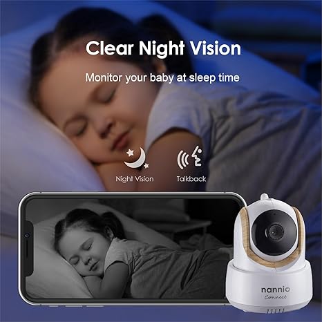 nannio-Connect 5'' Touchscreen Smart Baby Monitor, HD WiFi Camera, Clear Night Vision, Temp. Sensor, Fully Remote Pan Tilt Zoom, 2-Way Audio, Free Smart Phone App