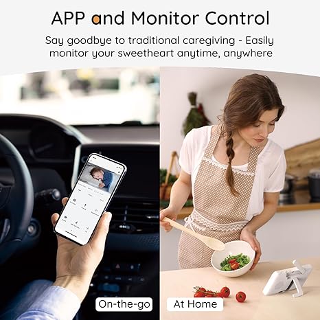 BOIFUN 2K HD 5-Inch Split-Screen, Smart WiFi Baby Monitor with Camera and Audio, Smartphone APP, AI Motion & Cry Detection, Night Vision, 360° Auto Tracking,Humidity &Temperature Detection,2-Way Talk